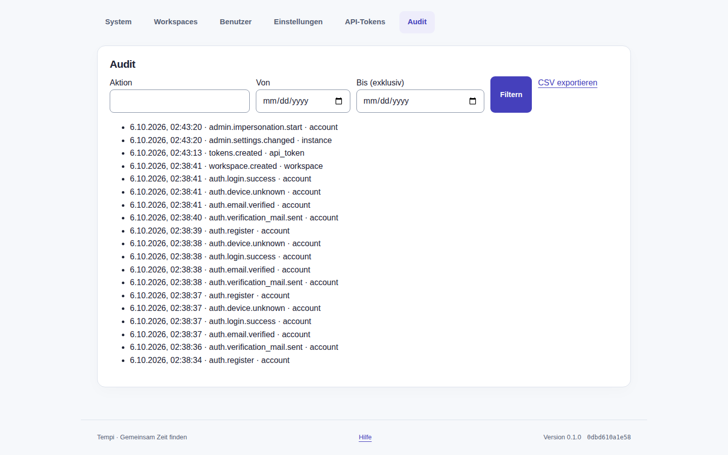 Audit – Instanzadministration, helle Ansicht, 1440 px