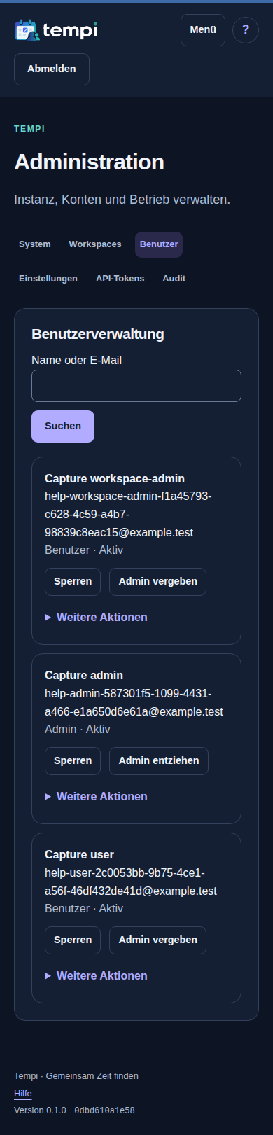 Benutzer – Instanzadministration, dunkle Ansicht, 390 px