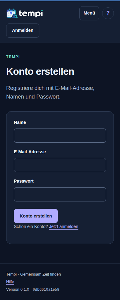 Registrierung – ohne Anmeldung, dunkle Ansicht, 390 px