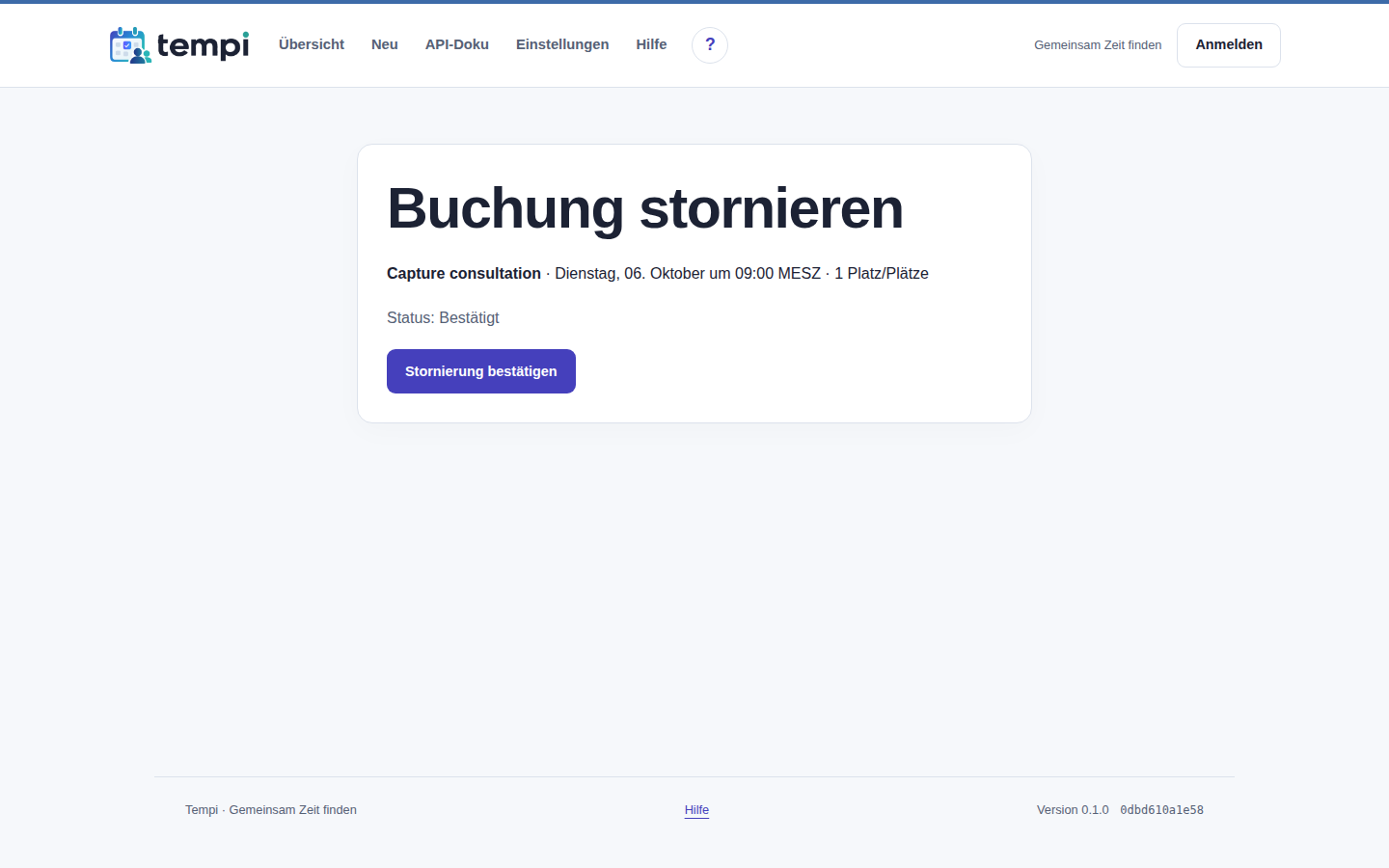 Termin ändern oder stornieren – Gast, helle Ansicht, 1440 px