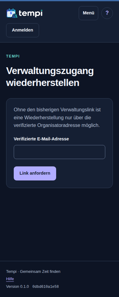 Gastzugang wiederherstellen – Gast, dunkle Ansicht, 390 px