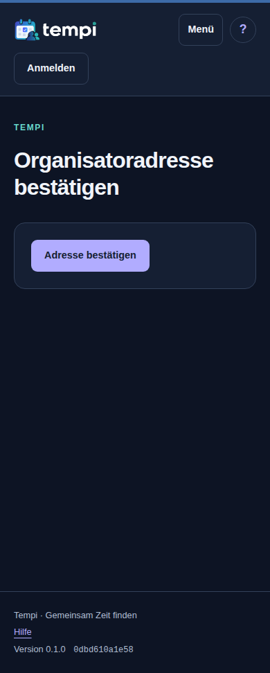 Gastadresse bestätigen – Gast, dunkle Ansicht, 390 px