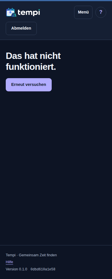 Fehlerzustand – Instanzadministration, dunkle Ansicht, 390 px