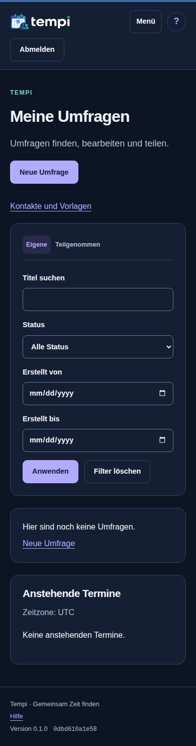 Übersicht – Instanzadministration, dunkle Ansicht, 390 px