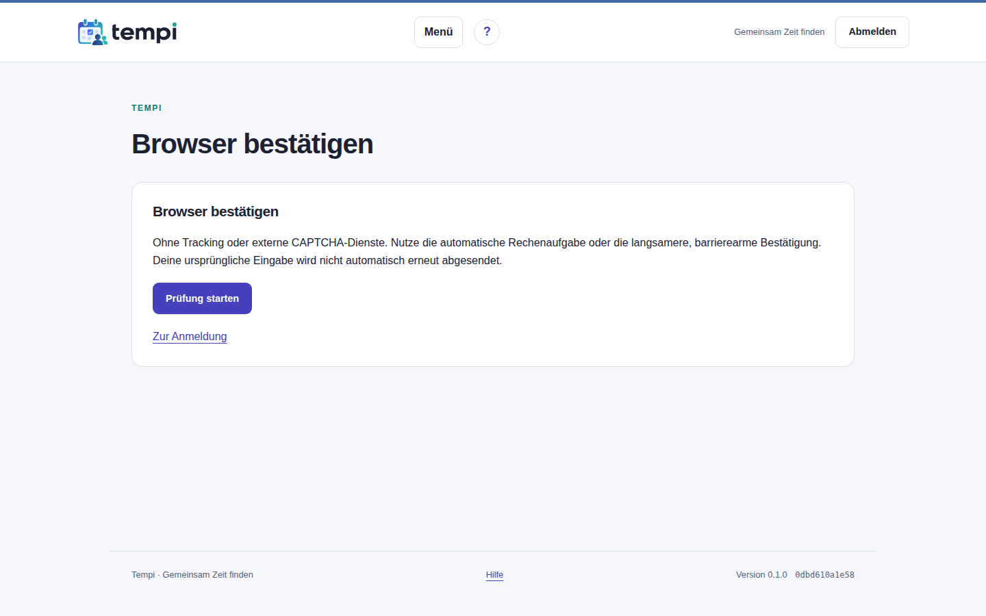 Browser bestätigen – angemeldetes Konto, helle Ansicht, 1440 px