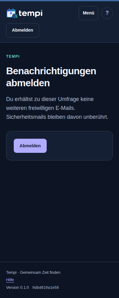 Abmelden – angemeldetes Konto, dunkle Ansicht, 390 px