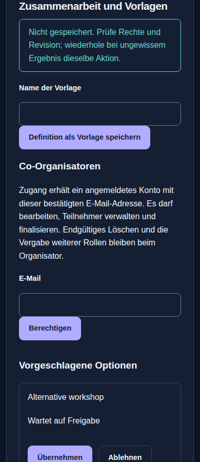 Zusammenarbeit und Vorlagen – Gast, dunkle Ansicht, 390 px