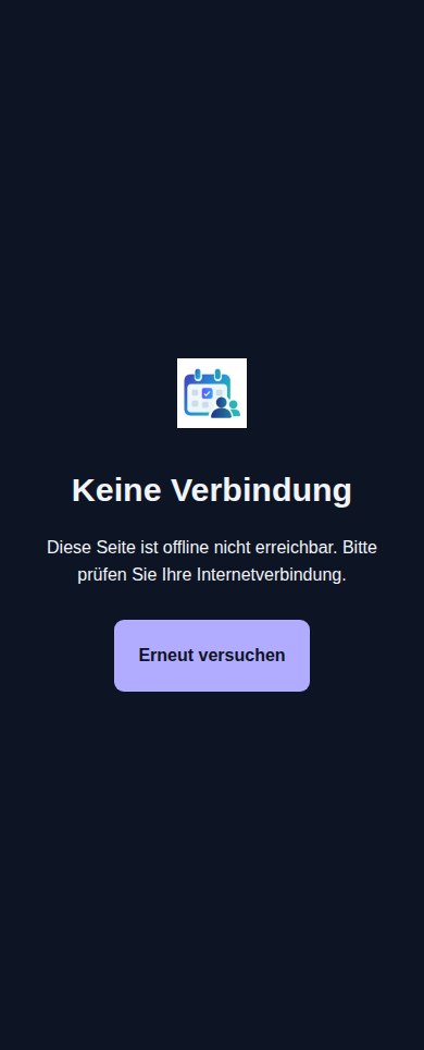 Offline – angemeldetes Konto, dunkle Ansicht, 390 px